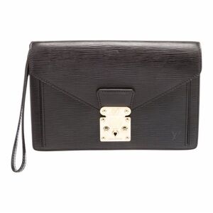 Louis Vuitton Black Clutch with Gold Accents